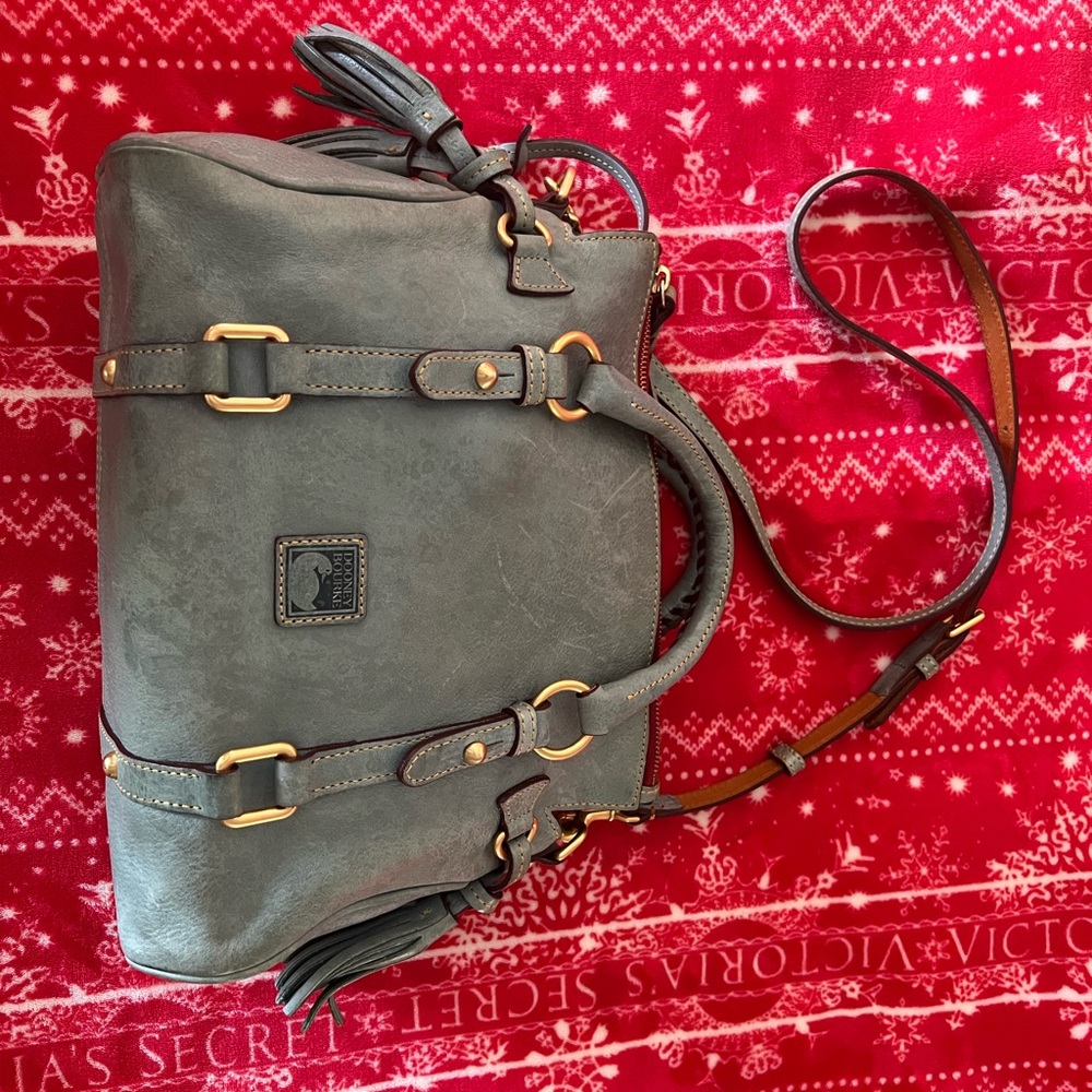 Dooney & Bourke Florentine Leather Satchel Dusty Blue Small Rare